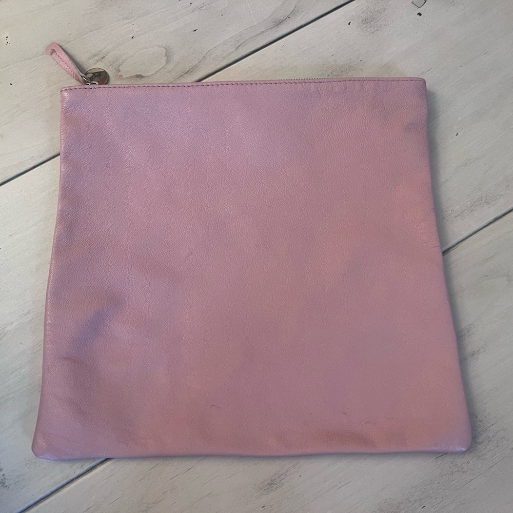 Clare V. Pink Leather Clutch